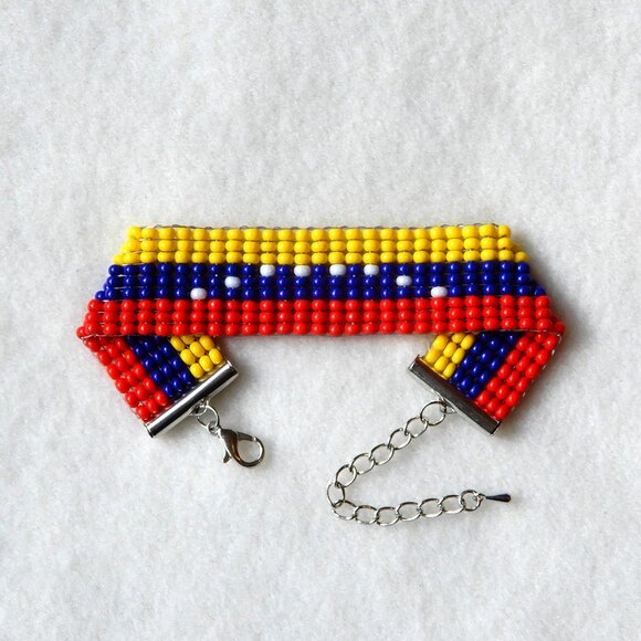 Venezuela Venezuelan flag bead bracelet, handmade, adjustable length - Picture 1 of 5